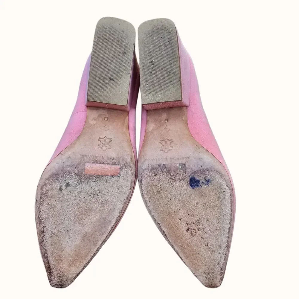 Loeffler Randall Pink Suede Pumps Size 7 Block Heel Leather Sole Pointed Toe